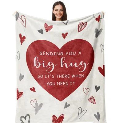 Hug Encouragement Hearts Blanket: Big Hug Design for Comfort