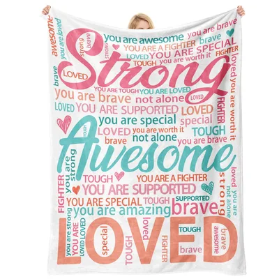 Encouragement Words Collage Blanket featuring bold strong
