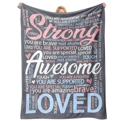 Encouragement Words Inspirational Blanket Strong Awesome LOVED Design