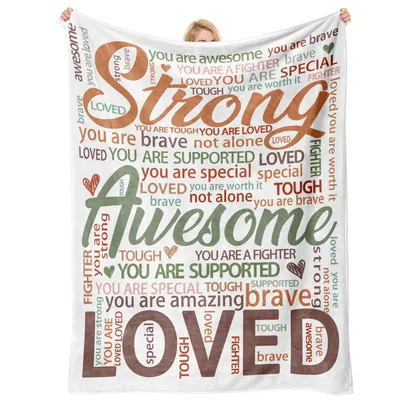 Word Art Blanket: Strong Awesome LOVED Inspirational Word Cloud Design