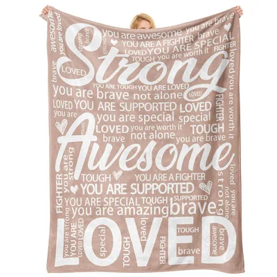 Encouragement Affirmation Words Blanket Strong Awesome LOVED