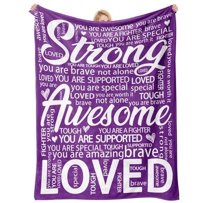 Purple Inspirational Words Motivation Blanket featuring Strong