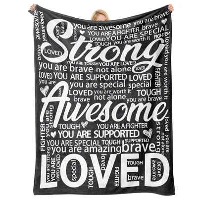 Strong Awesome Loved Inspirational Blanket for Comfort and Support