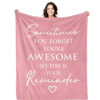 Blush Pink Reminder Heart Blanket: Sometimes You Forget You're Awesome