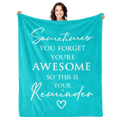 Turquoise Reminder Heart Message Blanket for Self-Love and Comfort