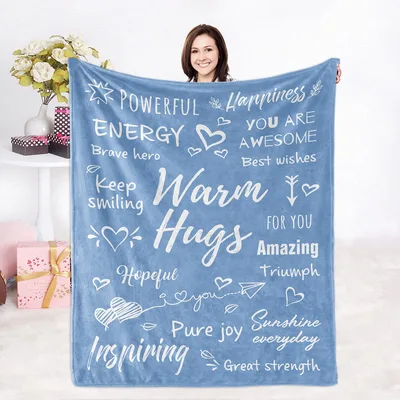 Encouraging Words Hugs Blanket: Warm Hugs For You Design