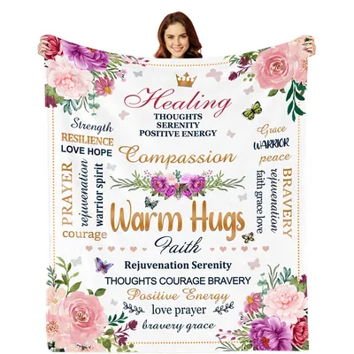Get Well Healing Hugs Blanket: Floral Design for Recovery and Comfort
