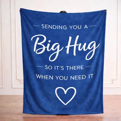 Royal Blue Hug Heart Blanket: Sending You a Big Hug Design