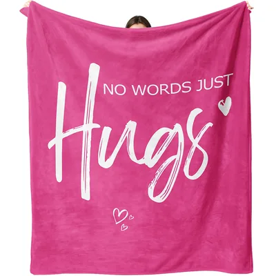 Hot Pink Hugs Hearts Blanket: No Words Just Hugs Design for Comfort