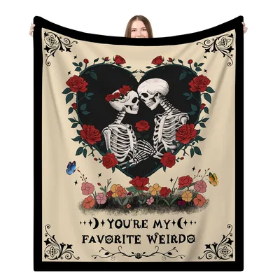 Gothic Skeleton Lovers Blanket: You're My Favorite Weirdo Design