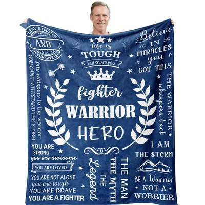 Inspirational Motivational Words Blanket: Fighter Warrior Hero Design