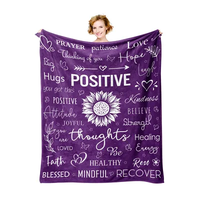 Positive Thoughts Blanket featuring a purple background