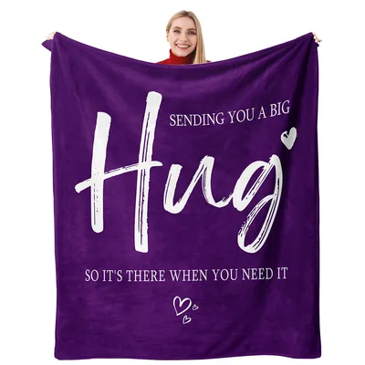 Get Well Hug Blanket featuring bold white brush script