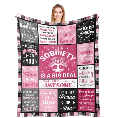 Sobriety Recovery Affirmations Blanket Celebrating One Day at a Time