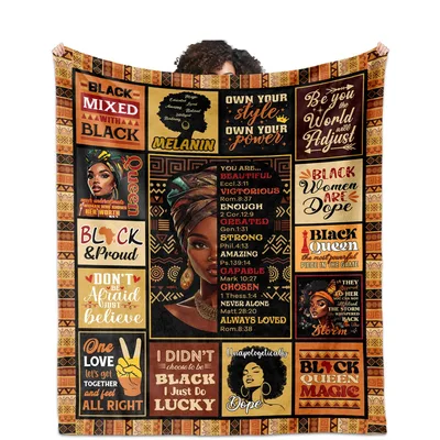 Black Women Affirmations Quotes Blanket Celebrating Melanin and Power