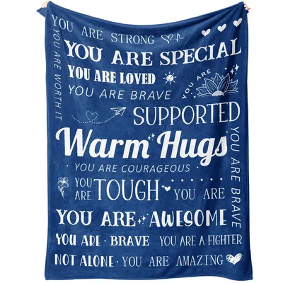 Encouragement Get Well Blanket Warm Hugs and Brave Support Design