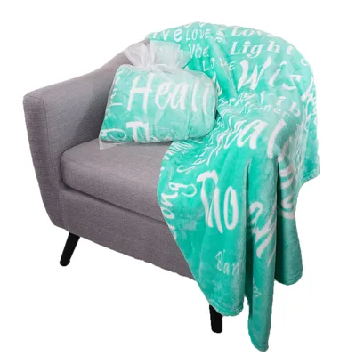 Healing Wishes Words Blanket features uplifting typography