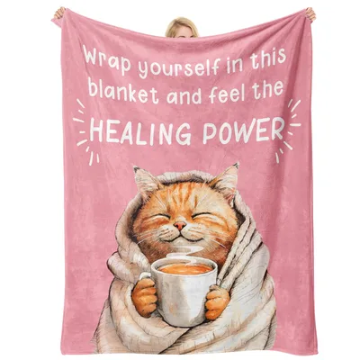 Get Well Cat Blanket: Healing Power Feline Design for Recovery