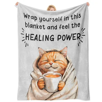 Wrap Yourself Healing Power Blanket: Get Well Cat Design for Recovery