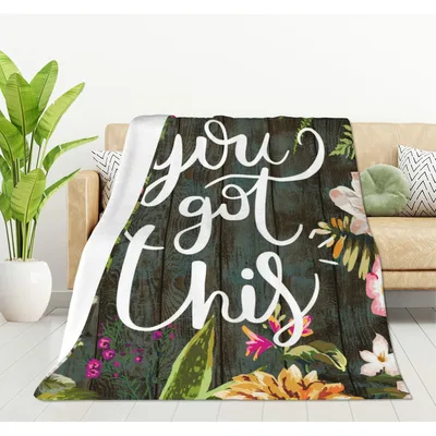 Motivational Quote Floral Blanket