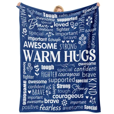 Navy Positive Affirmations Warm Blanket featuring WARM HUGS