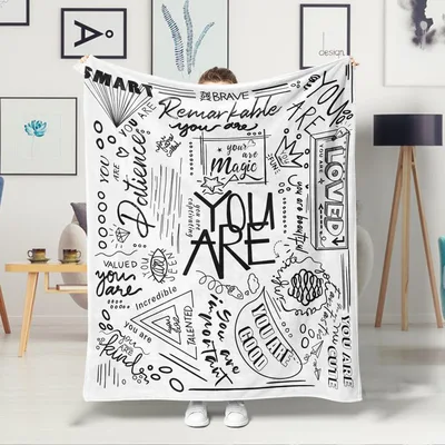 Positive Affirmations Encouragement Blanket: You Are Doodle Design