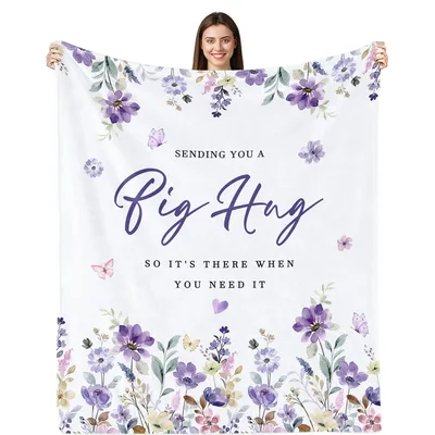 Get Well Hug Purple Blanket: Sending You a Big Hug Floral Design