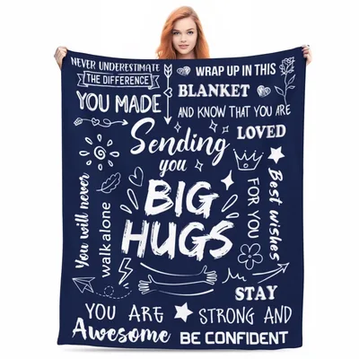 Inspirational Hug Message Blanket: Big Hugs and Strength Print