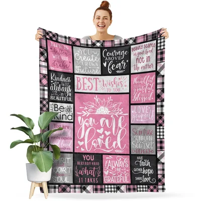 Encouragement Quotes Women Blanket featuring "You are loved"