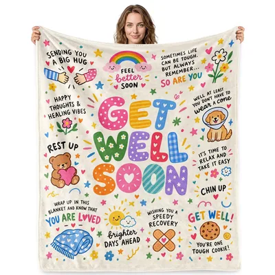 Get Well Soon Cheer Blanket Features Playful Typography