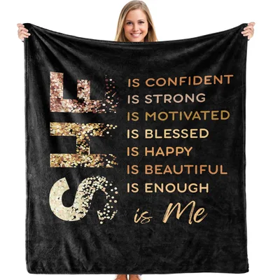 Inspirational Affirmation Women Blanket She Is Confident