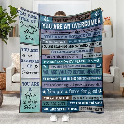 You Are an Overcomer Blanket featuring inspirational quotes
