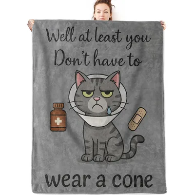 Get Well Cat Cone Blanket for Someone Recovering with Humor