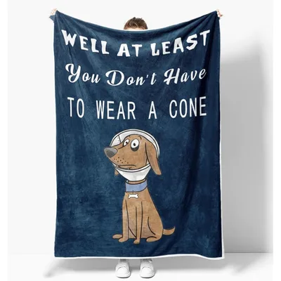Navy Dog in Cone Blanket: Funny Get Well Design for Surgery Recovery