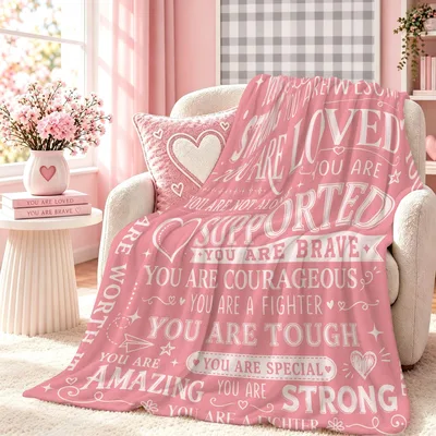Encouragement Affirmation Hearts Blanket for Recovery and Strength