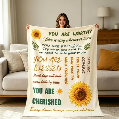 Encouragement Sunflower Inspirational Blanket