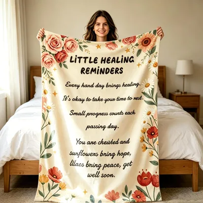 Get Well Floral Message Blanket: Little Healing Reminders Design