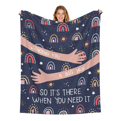 Rainbow Hugs Midnight Blanket Sending You a Big Hug Design