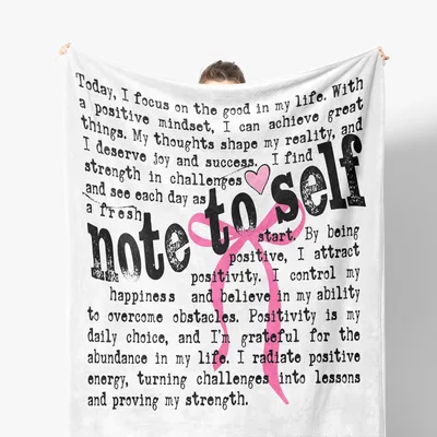 Positive Affirmation Inspirational Blanket: Note to Self Design
