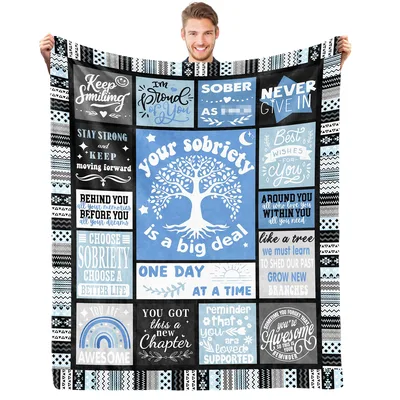 Sobriety Tree Blue Patchwork Blanket: A Big Deal Design for Recovery