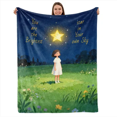 Girl Under Brightest Star Blanket: A Glowing Night Sky Design