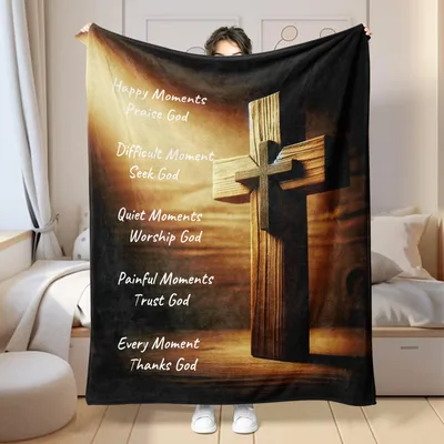Cross Worship Praise God Blanket featuring a rustic wooden cross