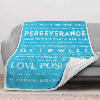Perseverance Get Well Love Blanket featuring bold typography