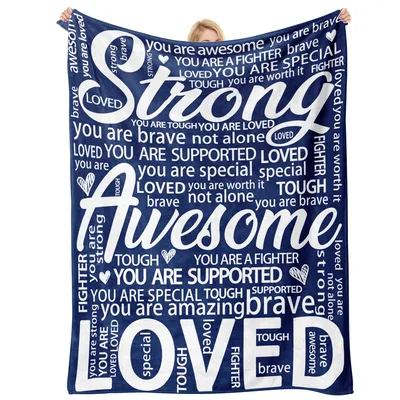 Strong Awesome Loved Words Blanket: Typography Design for Support