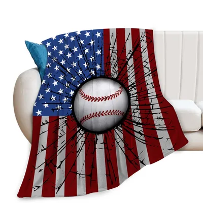 Baseball on American Flag Blanket: Patriotic Sports Design