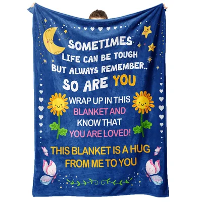 So Are You Hug Message Blanket featuring smiling sunflowers