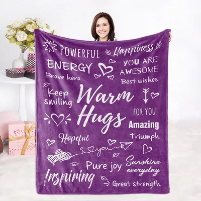 Warm Hugs Inspirational Words Blanket for Comfort and Encouragement