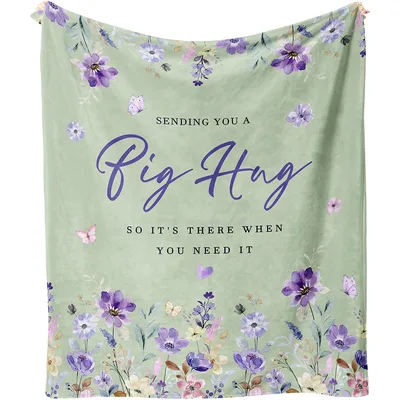 Sending You a Big Blanket: Floral Get Well Design with Purple Flowers