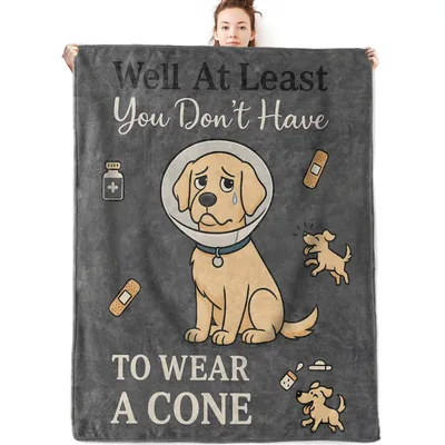 Dog in Cone Get Blanket: Humorous Recovery Design for Pet Lovers