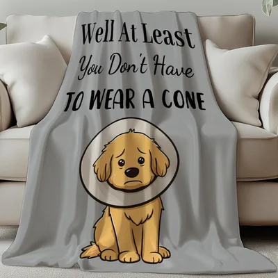 Get Well Golden Retriever Blanket: Funny Cone Design for Recovery